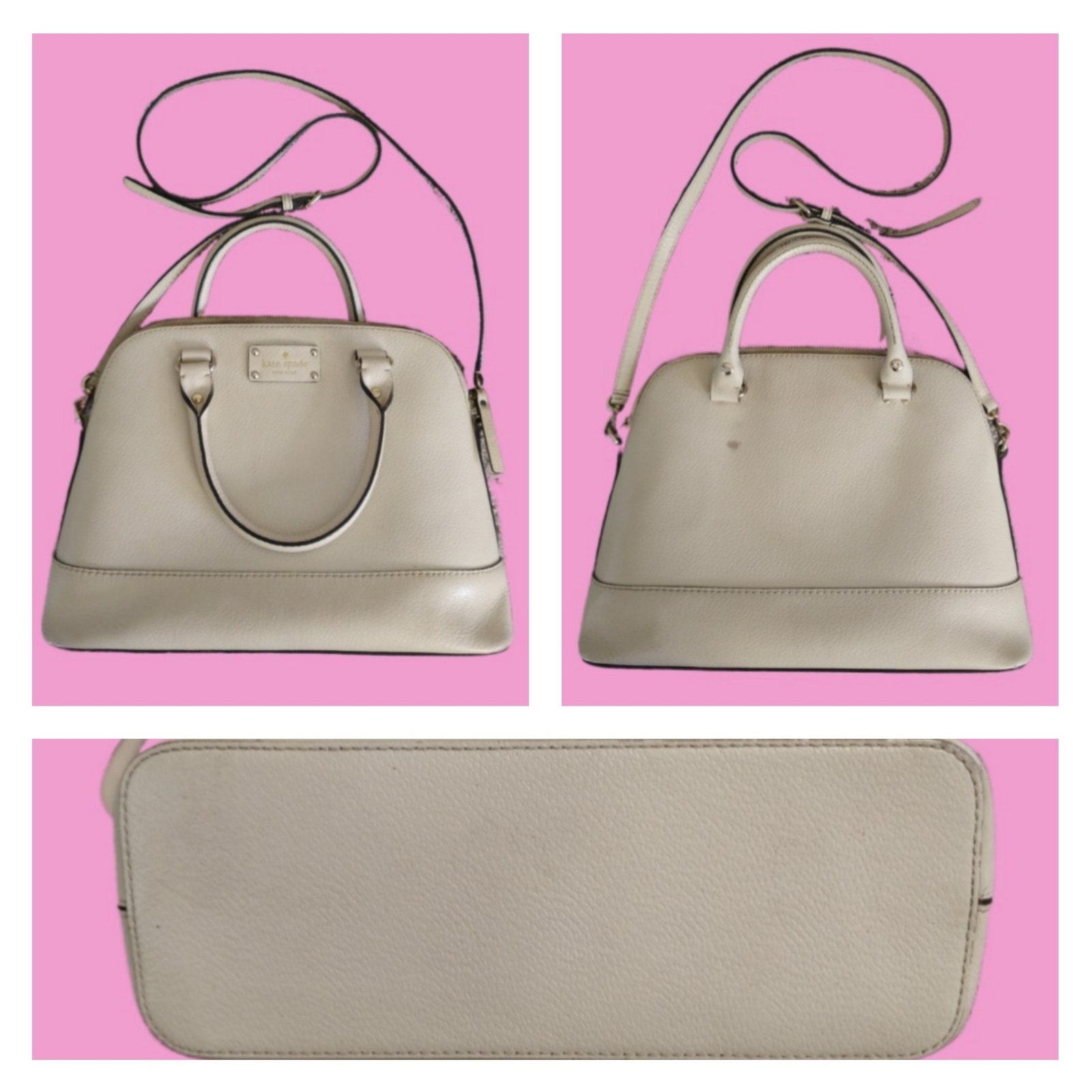 Kate Spade Wellesley Rachelle Cream Leather Crossbody Satchel Bag